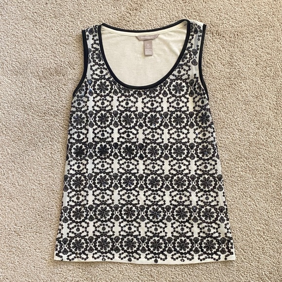 Banana Republic Black Floral Sequin Blouse size XS - Picture 2 of 7